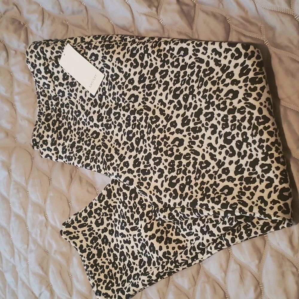 Jacquard pants leopard print stretch